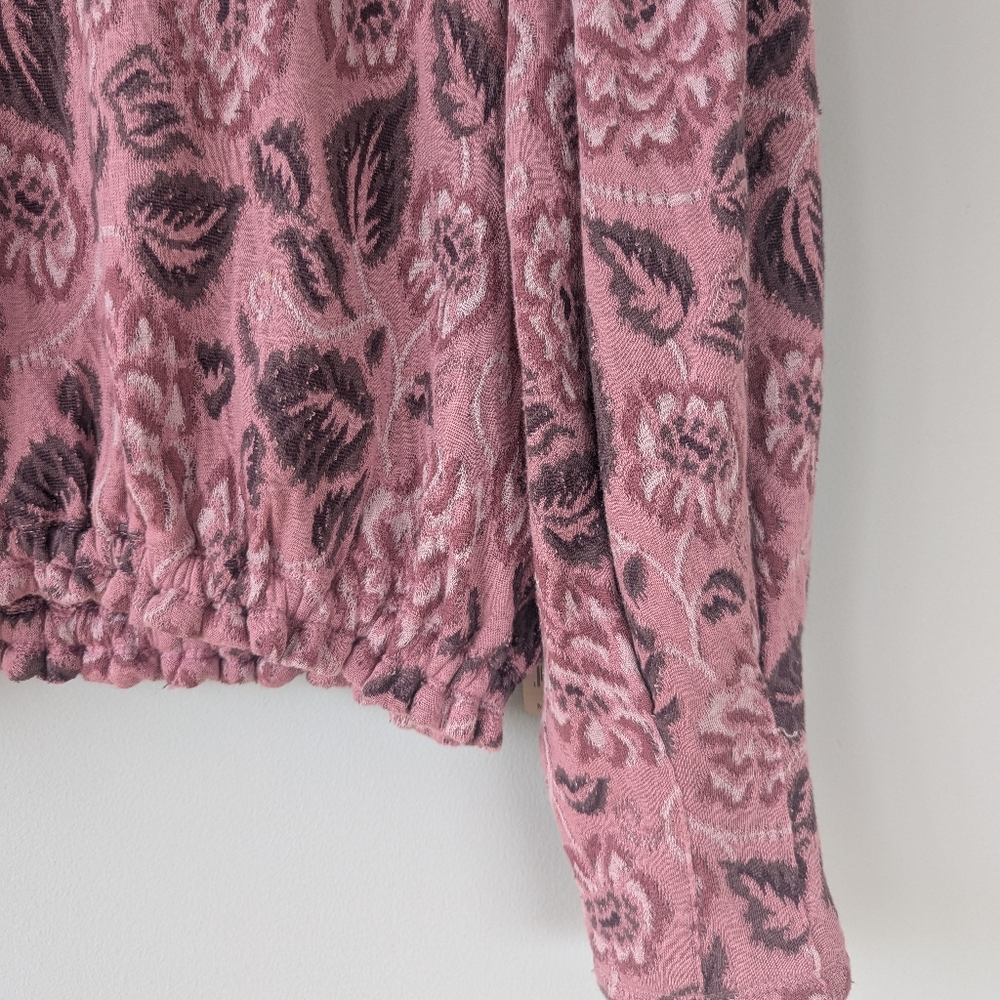 NWT Free People Jaquard Dusty Rose Floral Print Open Back Top - Picture 9 of 16